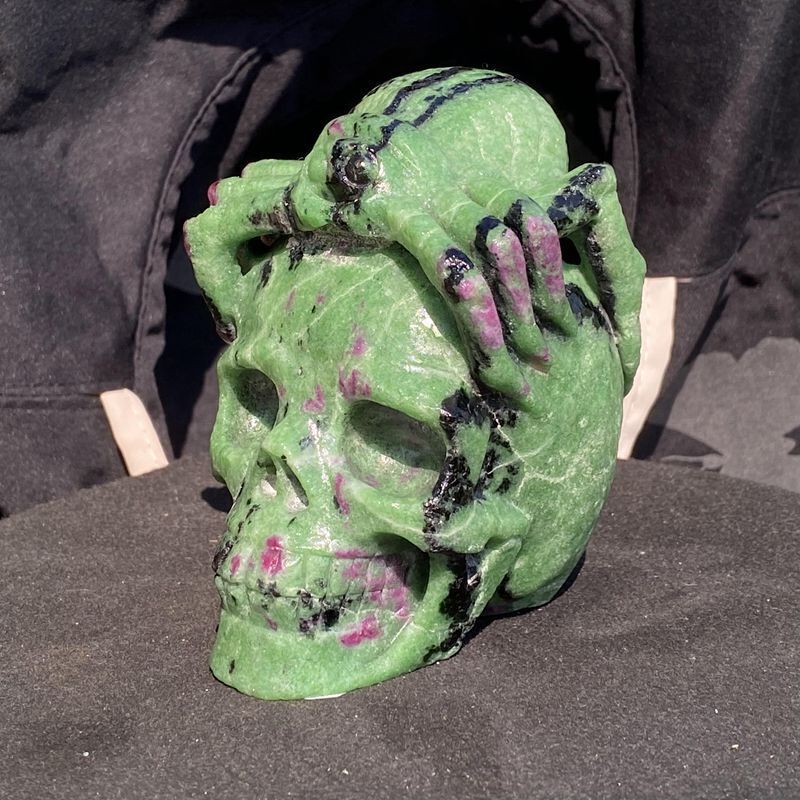 2.2LB Natural Zoisite Quartz Skull Carved Crystal Reiki Halloween Skull Gift