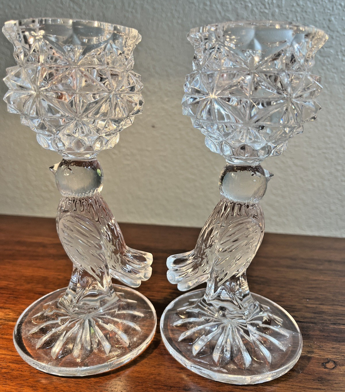 Beautiful Hofbauer Byrdes Collection Pair of Bird Crystal Candlesticks, Germany 