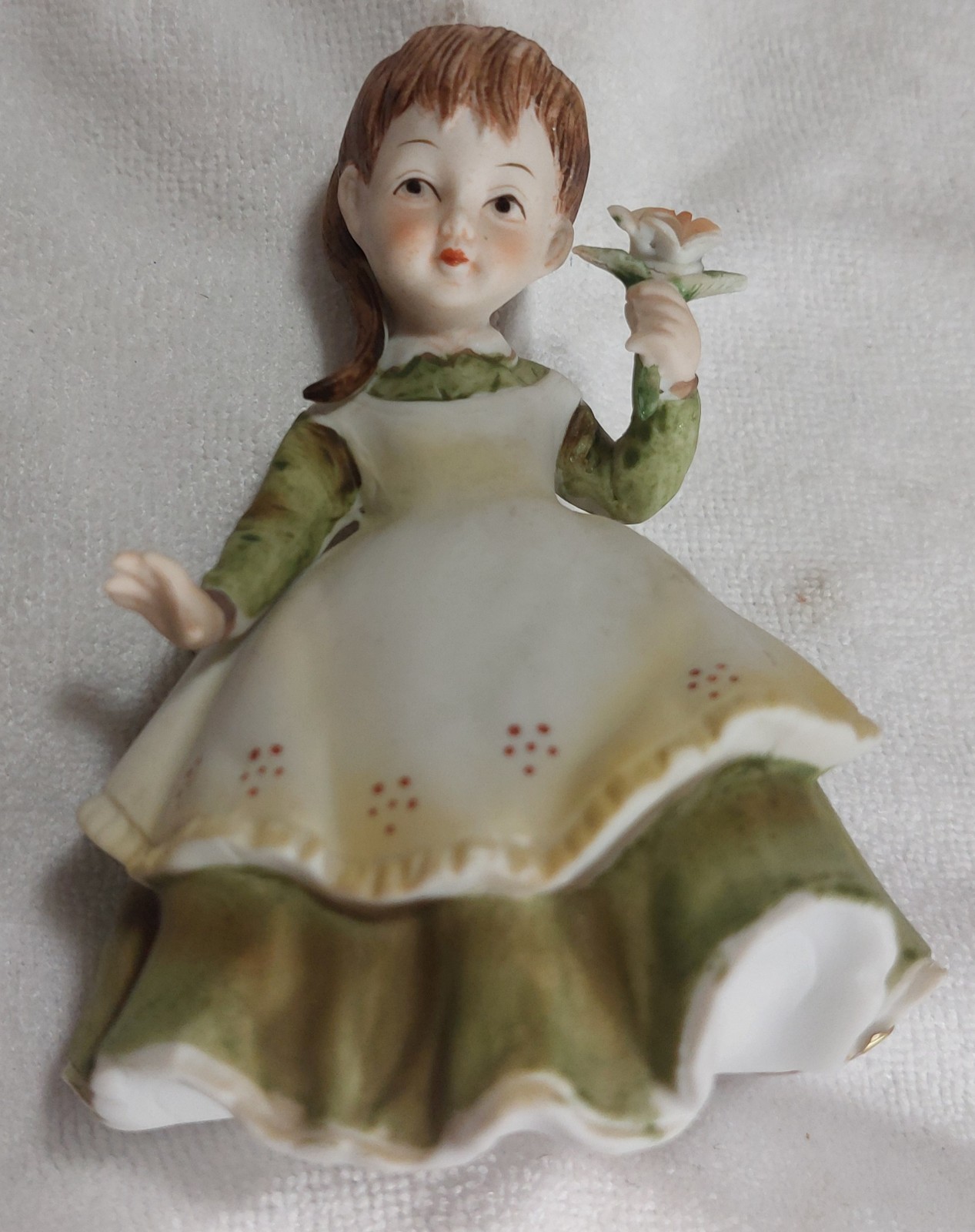 VTG Lefton #KW2817 China Bisque Porcelain Girl Figurine Grn Dress VTG Lefton #KW2817 China Bisque Porcelain Girl Figurine Grn Dress