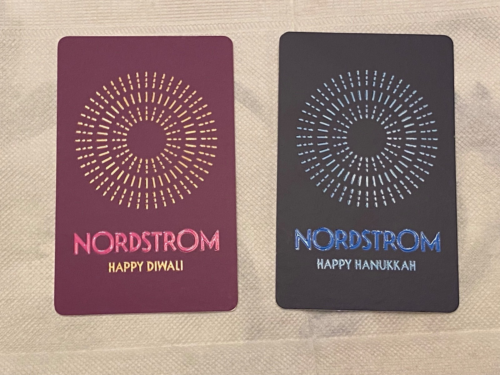 2 Collectible Nordstrom Empty Holidays Gift Cards - Hannukah & Diwali Brand new