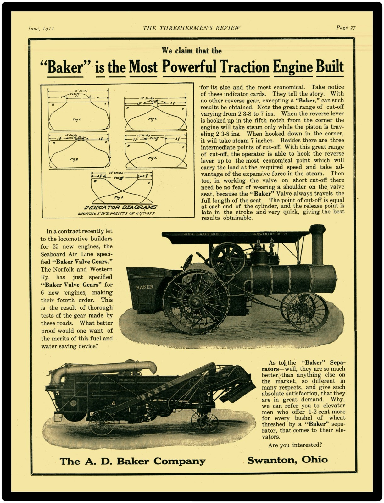 1911 AD Baker Traction Engine NEW Metal Sign 24\