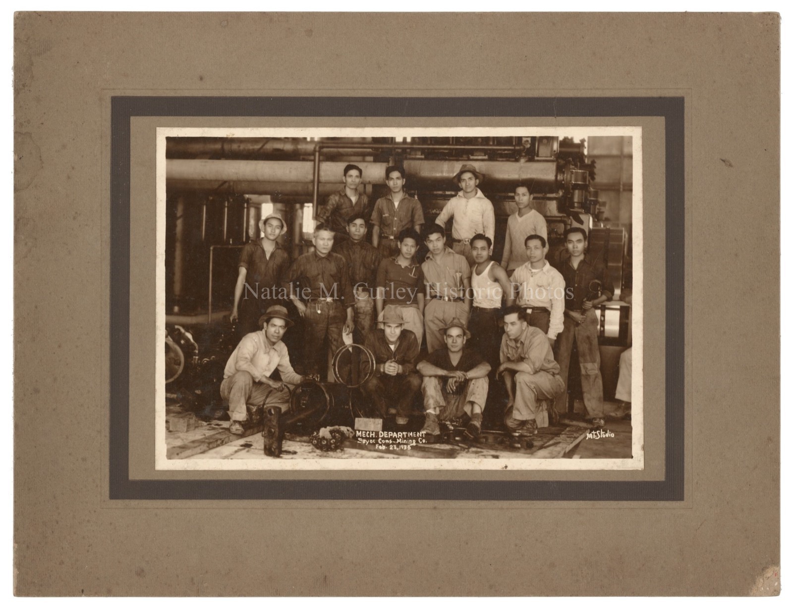 1930s Philippines Mining (Suyoc) Industrial Mech Dept. Labor Photo