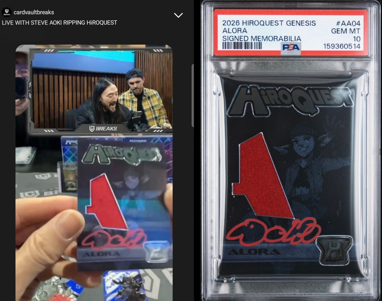 2026 HIROQUEST GENESIS STEVE AOKI SIGNED MEMORABILIA AA04 ALORA PSA 10 159360514