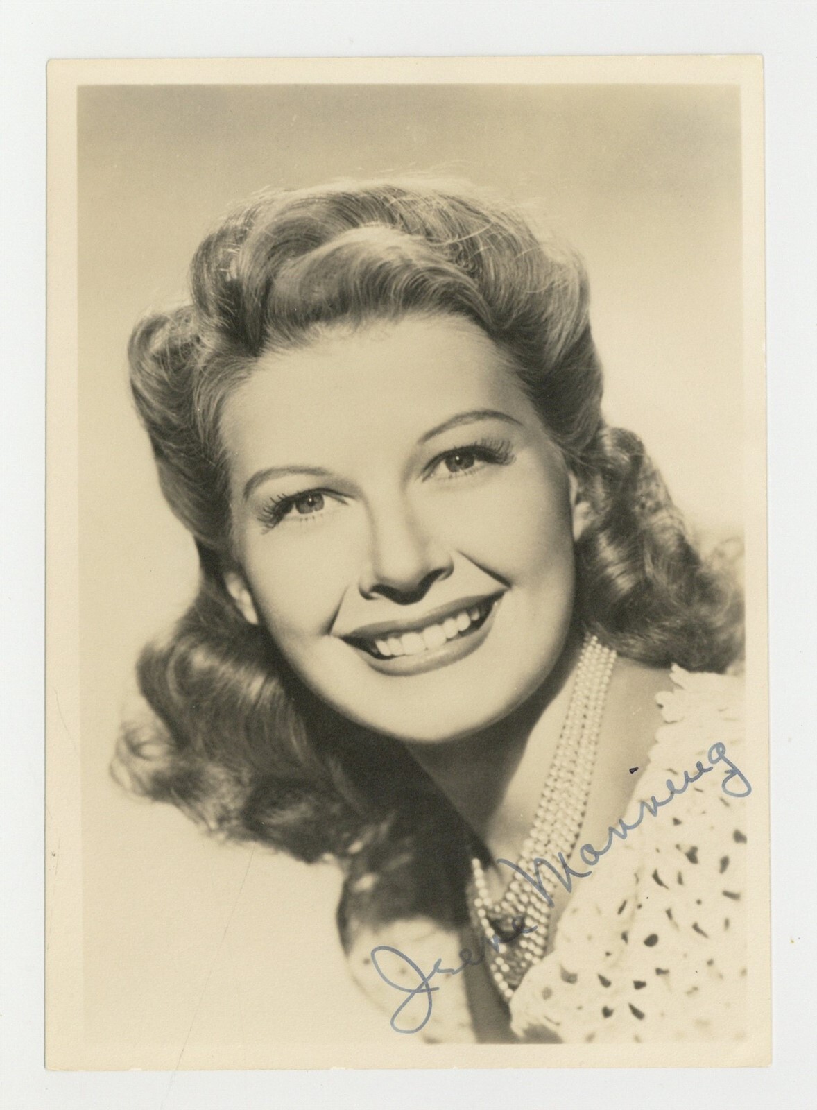 Irene Manning Hand Signed Portrait Photo 1936 Hollywood Actress Singer J13951