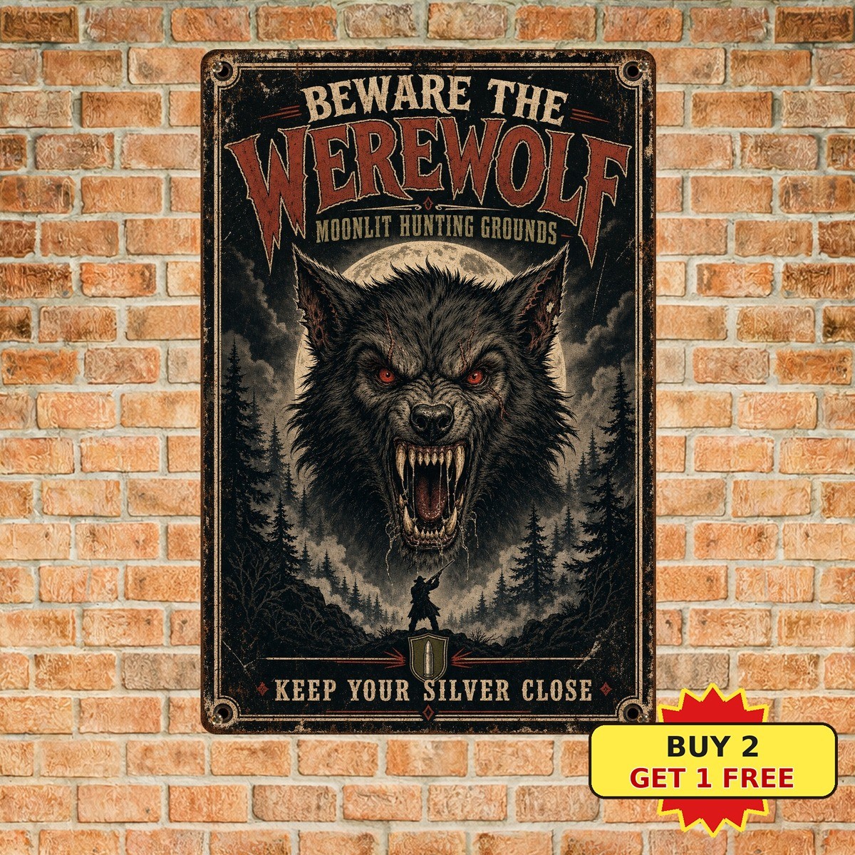 Classic Werewolf Horror Movie Poster Tin Sign Retro Film Room Wall Decor