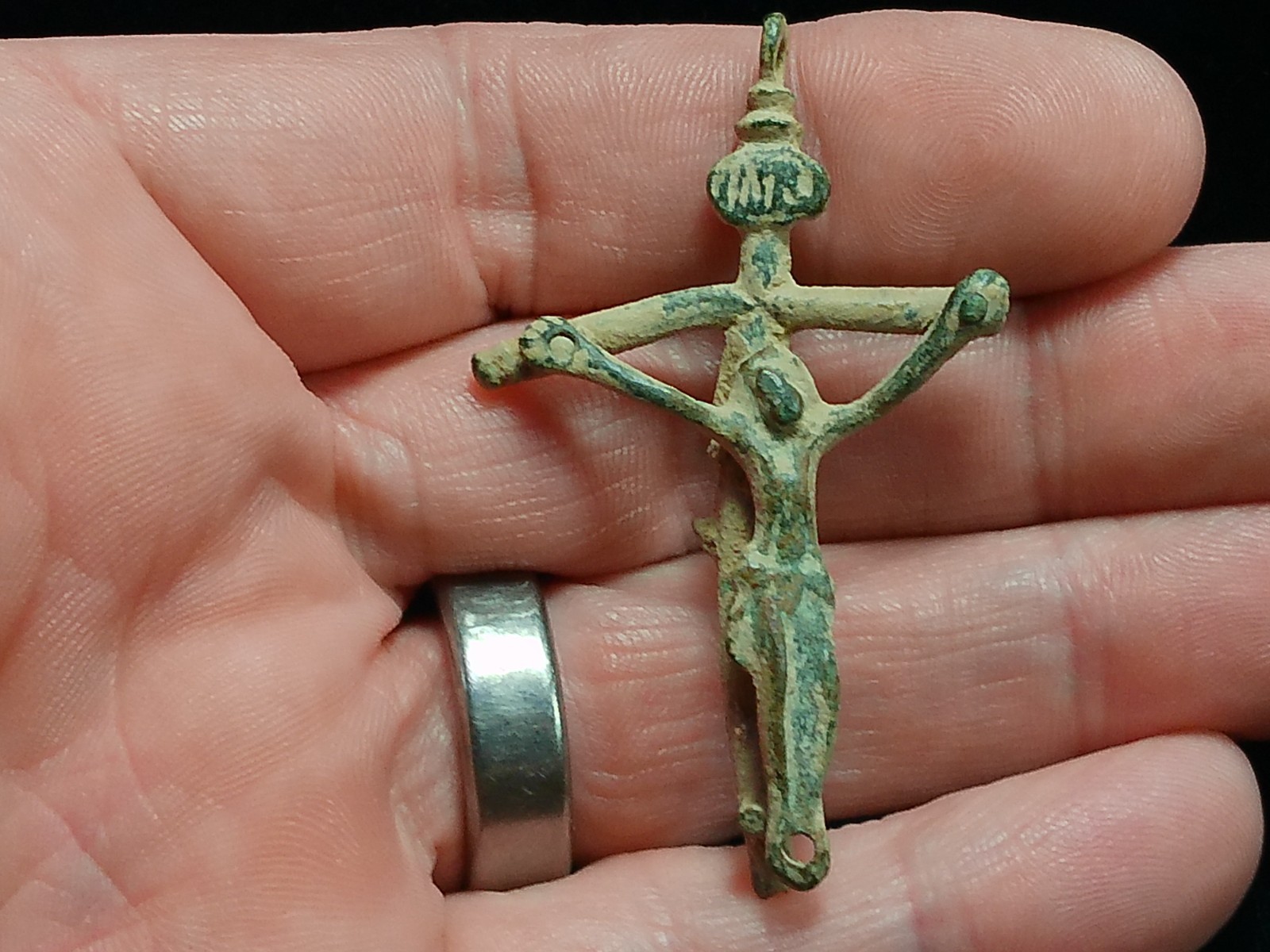 Early Excavated 16 - 18th Century Double Sided Corpus Christi Bronze Cross Early Excavated 16 - 18th Century Double Sided Corpus Christi Bronze Cross
