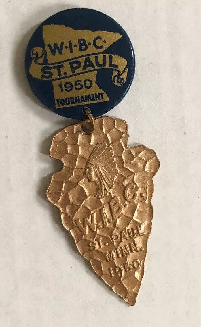 1950 W&H Whitehead & Hoag WIBC Tournament Pinback Pin Button Arrowhead St. Paul