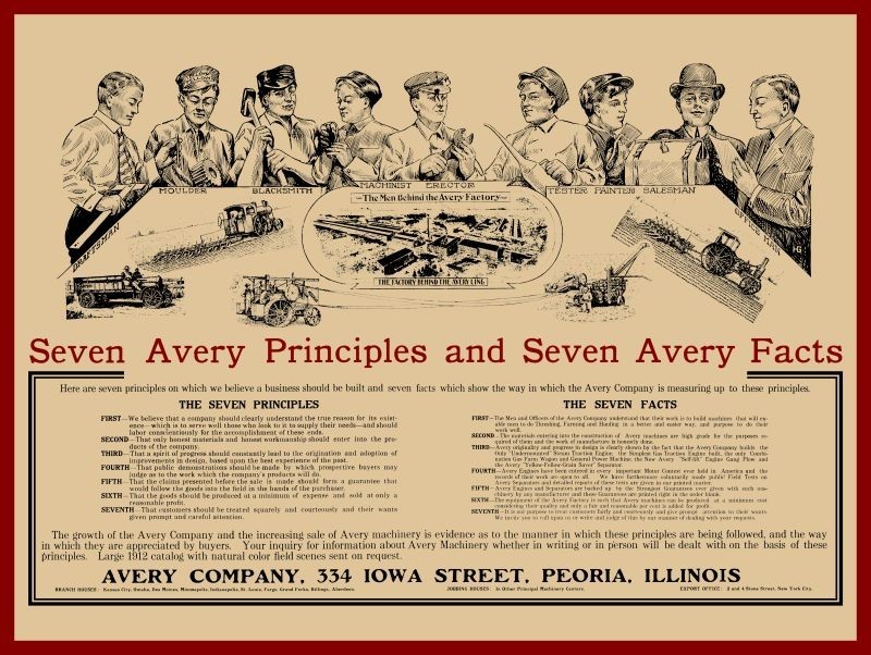 1912 AVERY Steam Tractors & Threshers Peoria IL NEW Metal Sign: 12x16