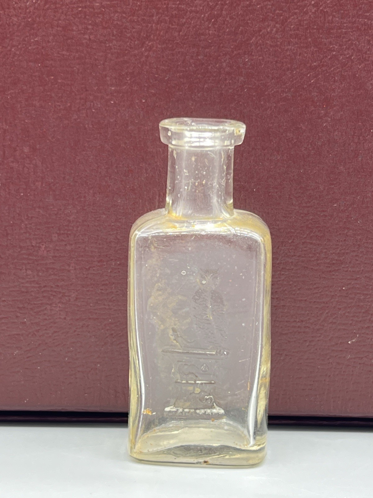 Antique The Owl Drug Co One Wing Owl 3.5” Clear GLASS Bottle Medicine