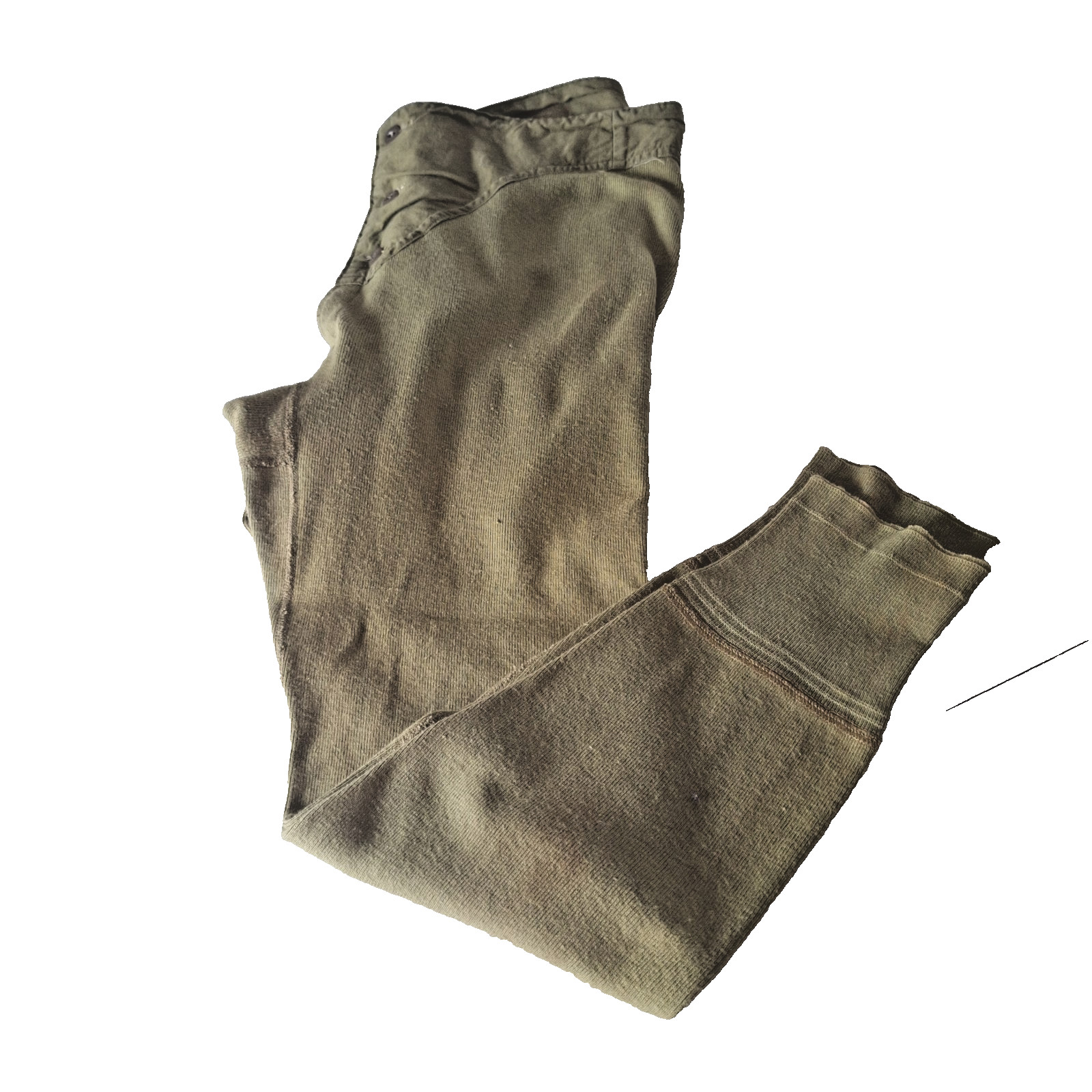 WWII 1945 (?) Winter Drawers/Long Johns Underwear Thermal Green Wool Button Fly
