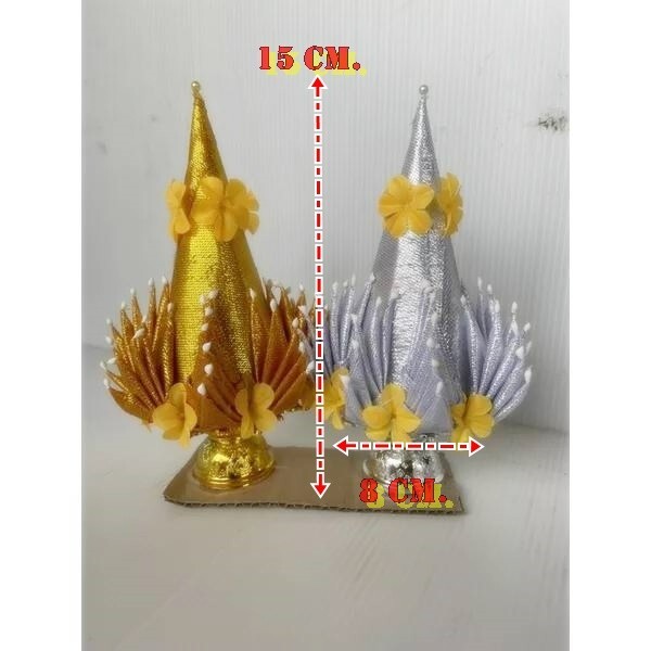 Mini Gold-Silver Phan Offering Buddhist Rice Altar Fitting Folded Fabric Bai Sri