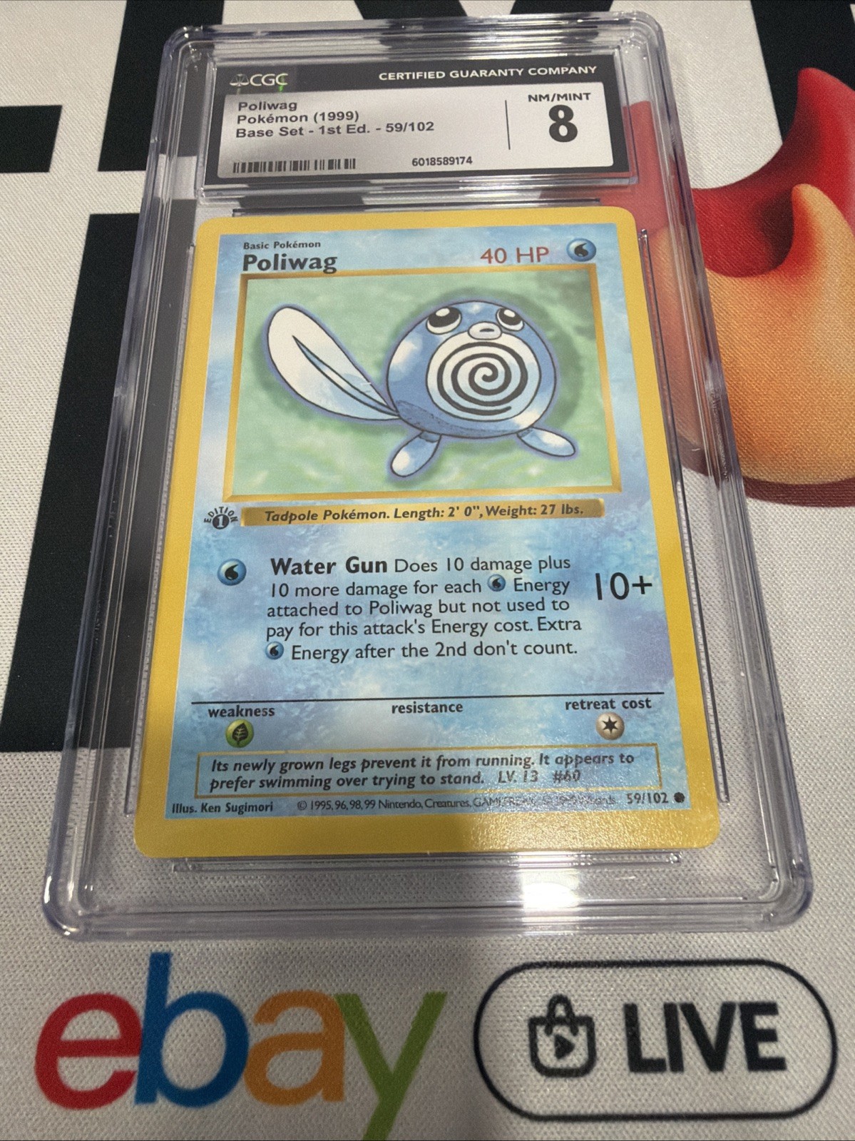 POLIWAG #59/102 — CGC 8 1st First Edition Shadowless