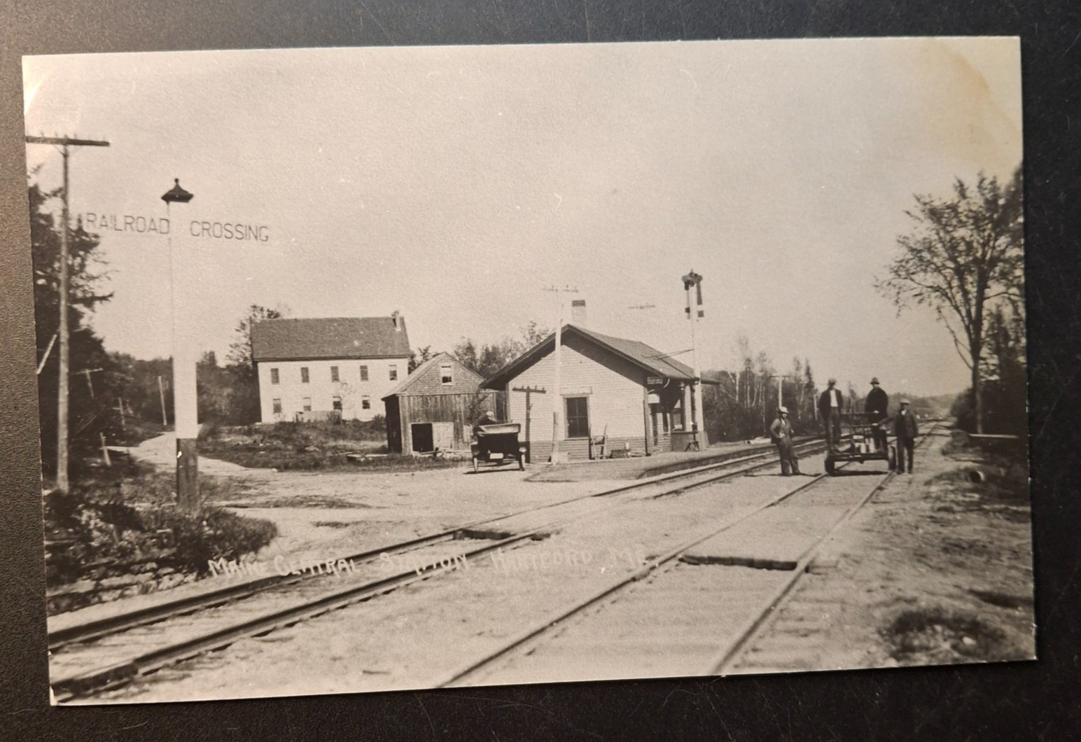 RPPC Hartford ME Maine Central RR Station Real Photo Postcard RPPC Hartford ME Maine Central RR Station Real Photo Postcard