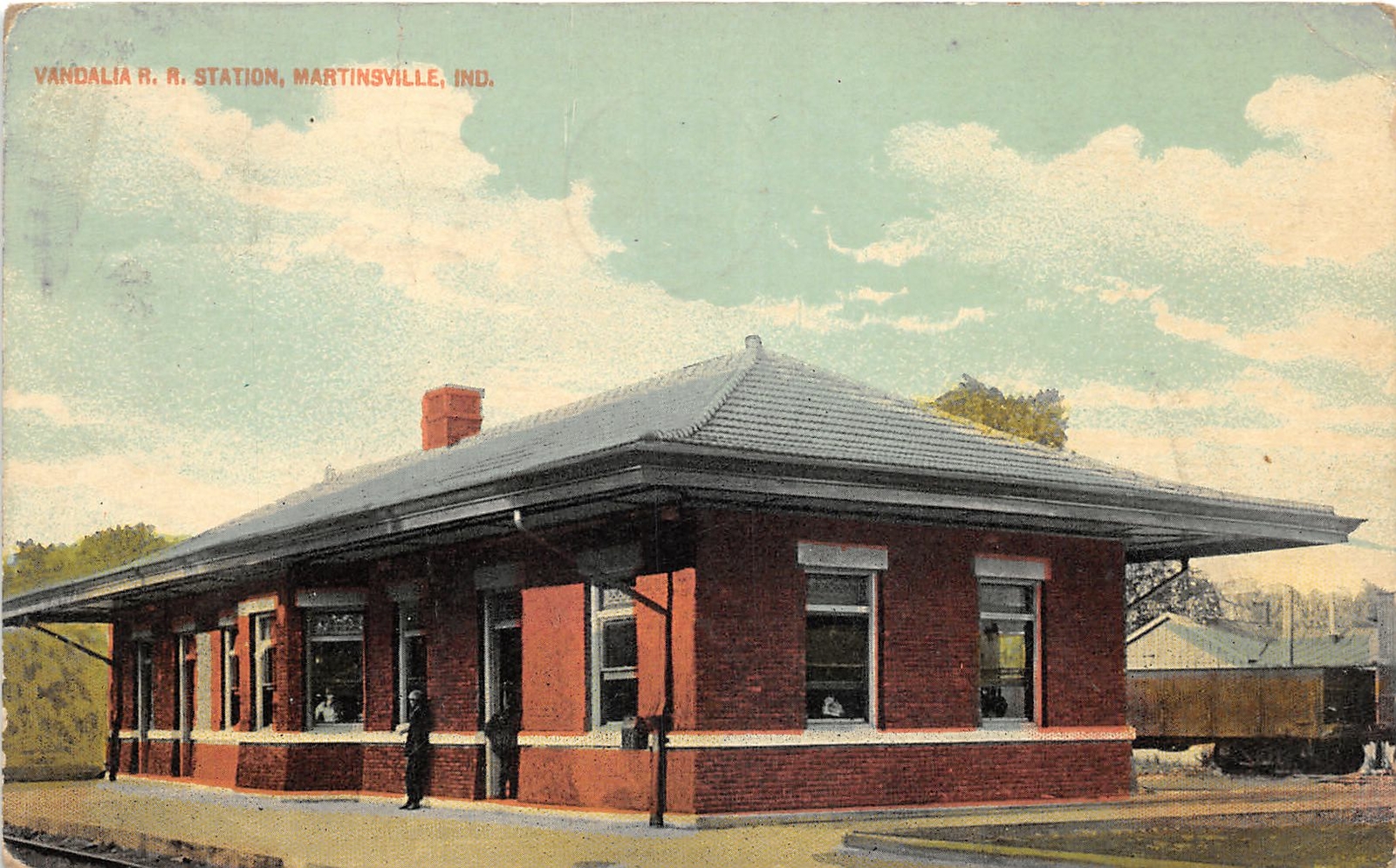 J12/ Martinsville Indiana Postcard c1910 Vandalia Railroad Depot Station 153 J12/ Martinsville Indiana Postcard c1910 Vandalia Railroad Depot Station 153