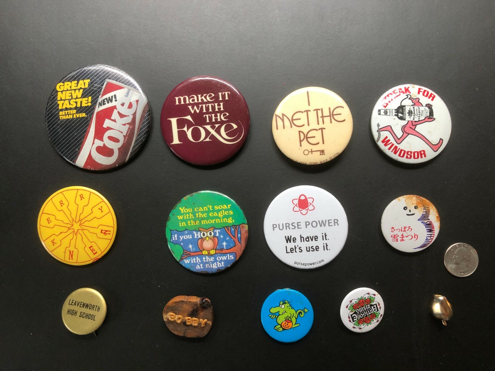 Vintage  Pinback Buttons Set of (13) 