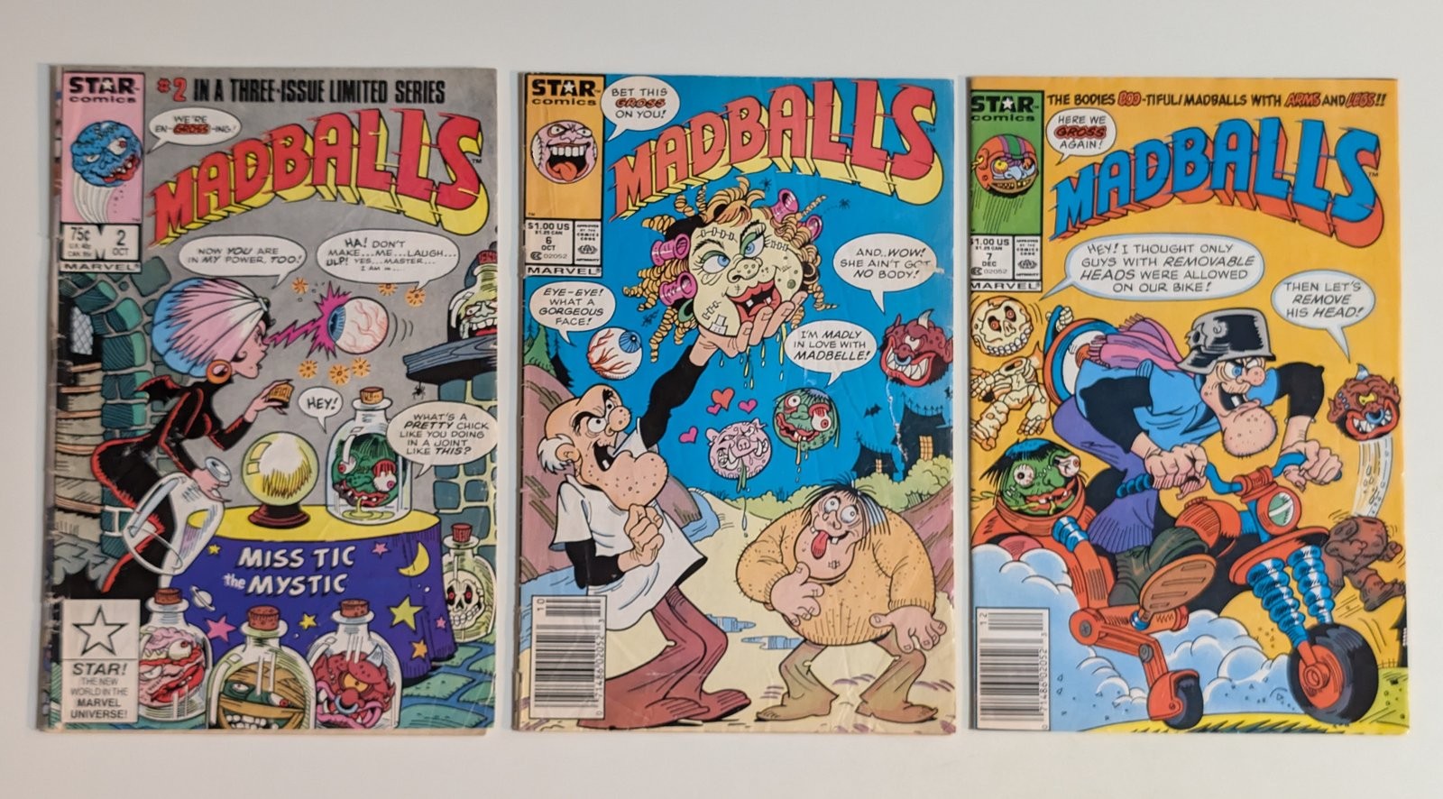 Madballs #2 #6-7 Comic Lot Oculus Orbus Michael Gallagher Marvel Comics 1986