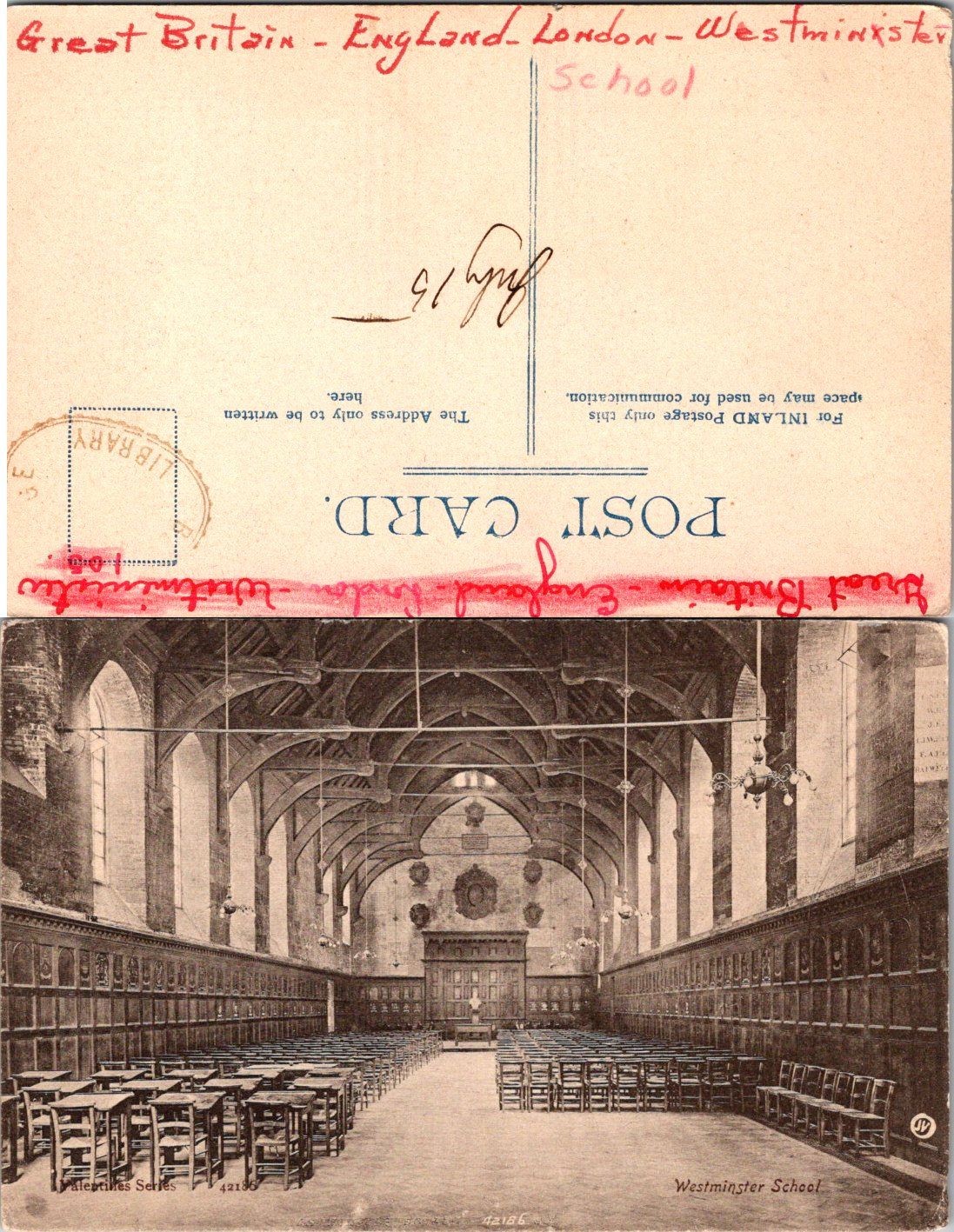 Westminster School London Vintage Postcard Real Photo Divided Back England RPPC