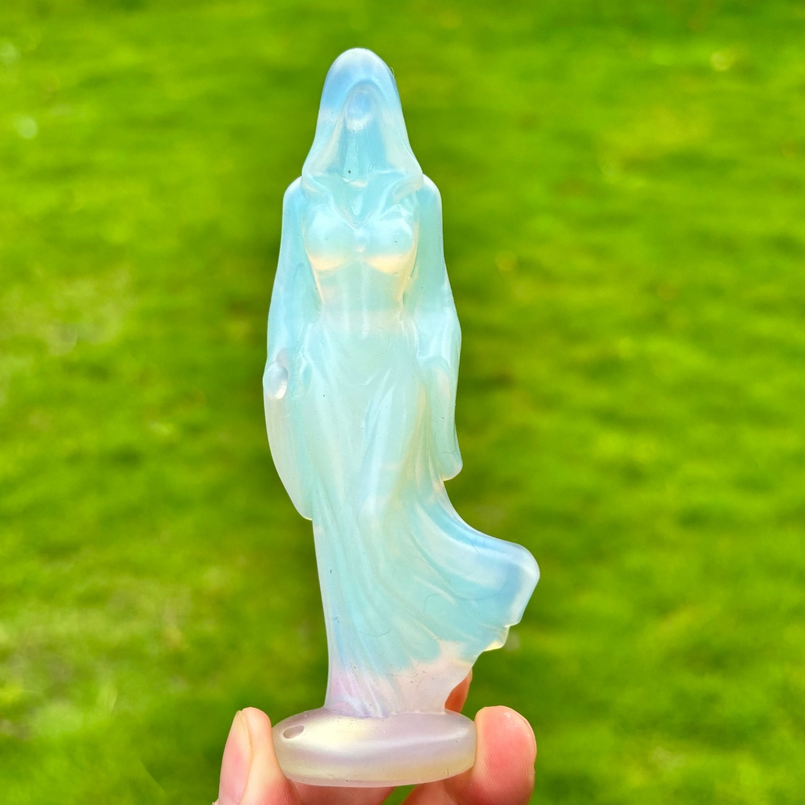 Top  Opalite Hand carving Quartz skull Crystal death wizard Skull healing 1pc