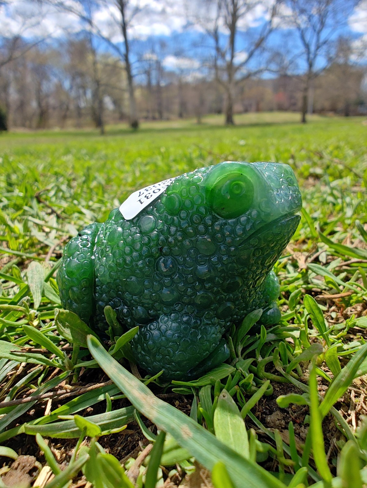 Certified Handmade Authentic Canadian Icy Nephrite Jade Frog (Yukon Jade)