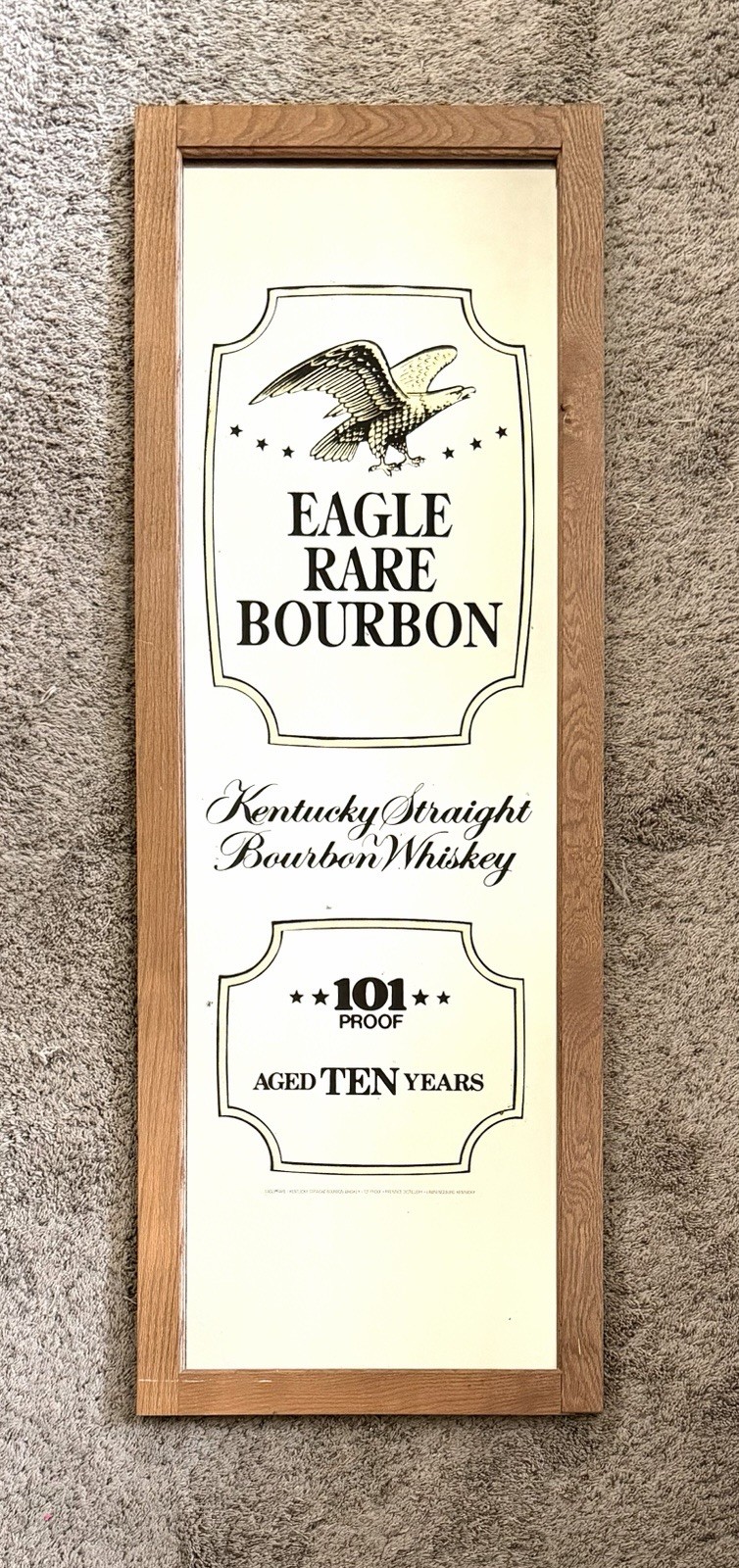 1977 Eagle Rare Bourbon Framed Mirror Buffalo Trace Distillery 18” x 49” RARE
