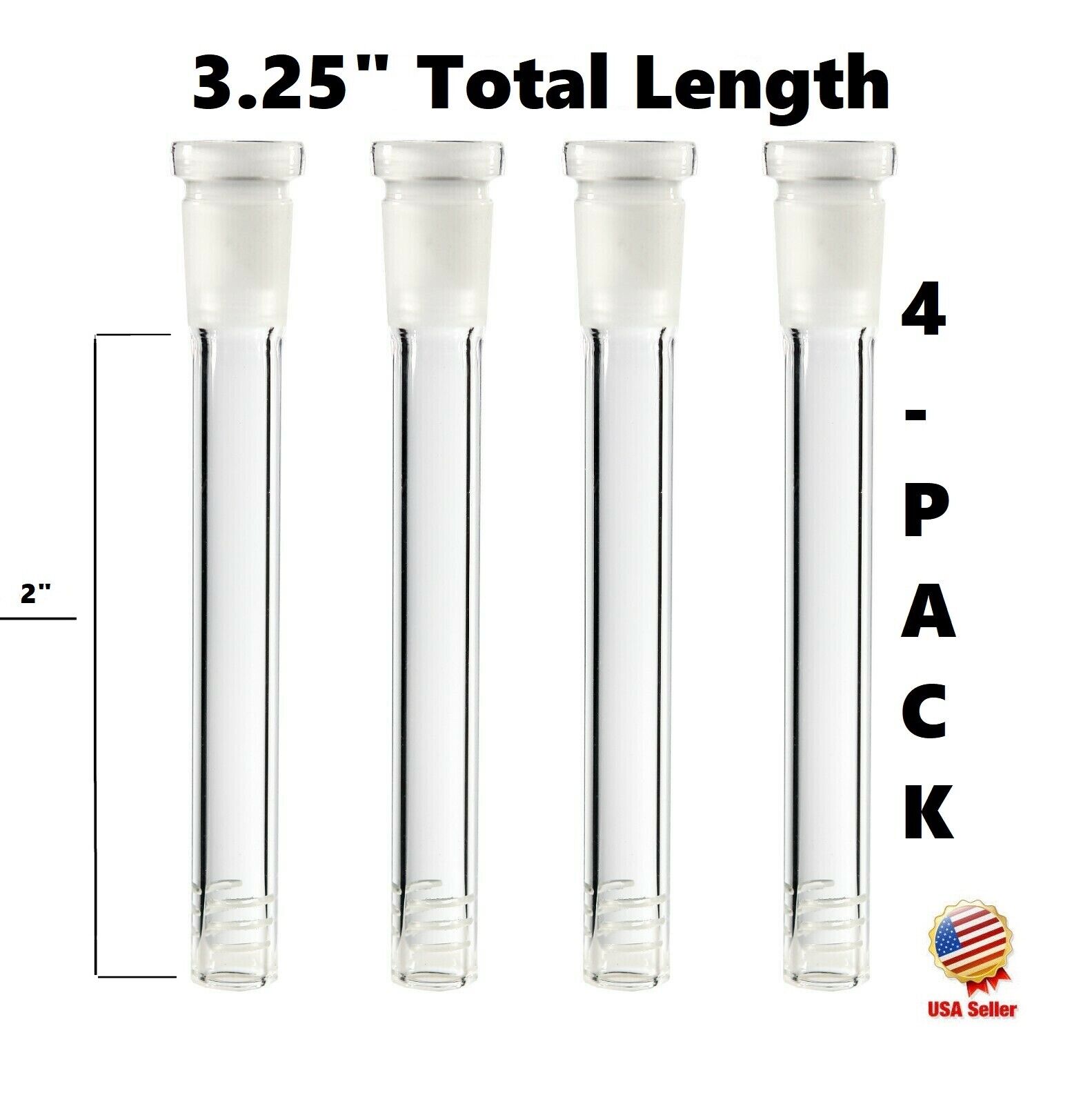 4-Pack 2 inch (Full Length: 3.25 Inch) Glass Downstem (18mm x14mm)