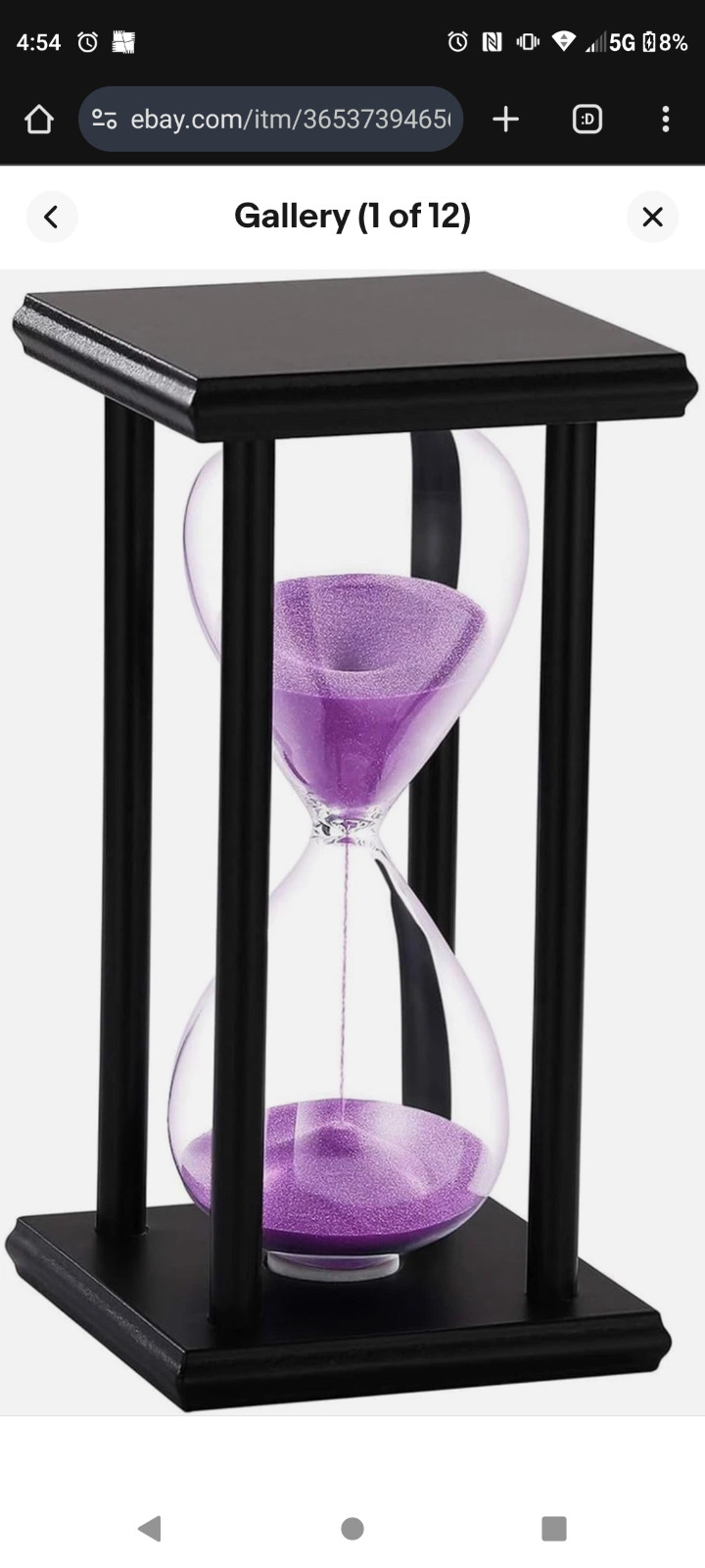Suliao Purple Sand Watch 60 Min, Black Wooden Stand Sand Timer Clock, Wood Hourg Suliao Purple Sand Watch 60 Min, Black Wooden Stand Sand Timer Clock, Wood Hourg