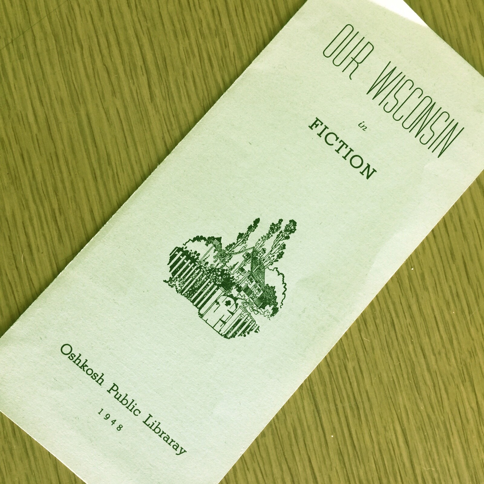 1948 OUR WISCONSIN IN FICTION vintage brochure OSHKOSH PUBLIC LIBRARY book list