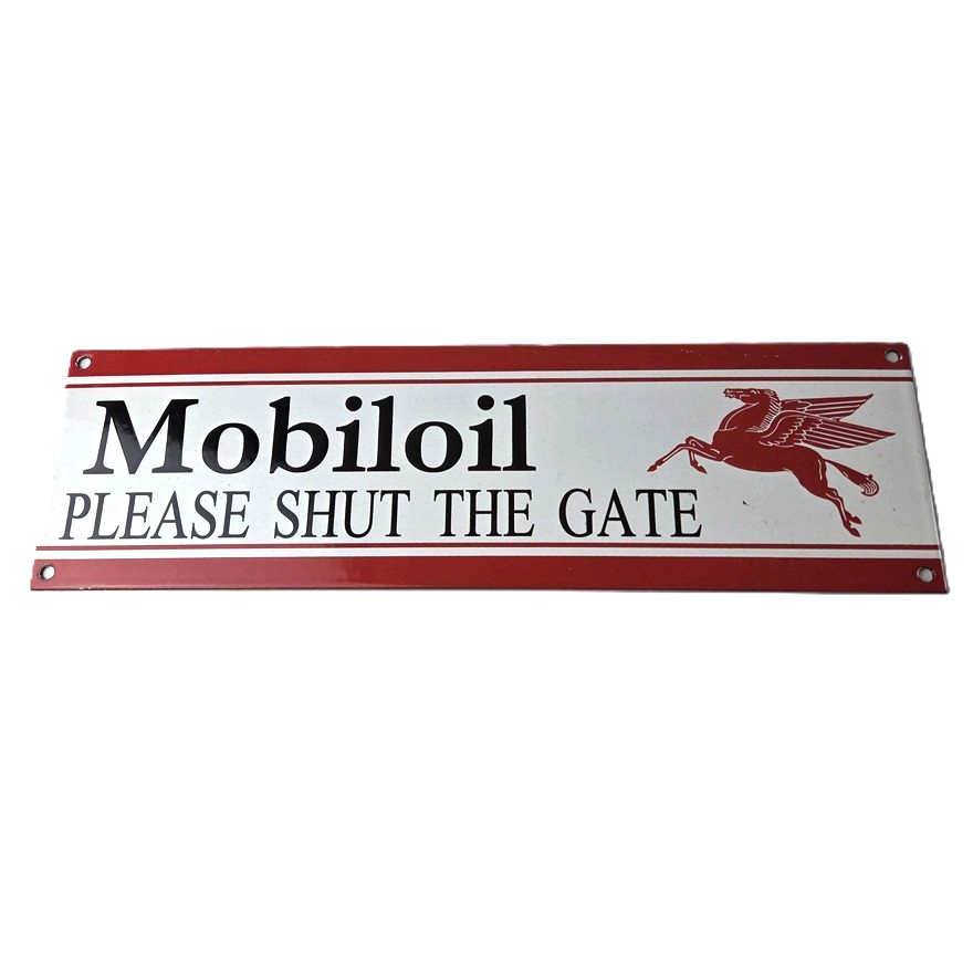 Vintage Mobil Sign - Please Shut Gate Gasoline Pump Shop Porcelain Sign Vintage Mobil Sign - Please Shut Gate Gasoline Pump Shop Porcelain Sign