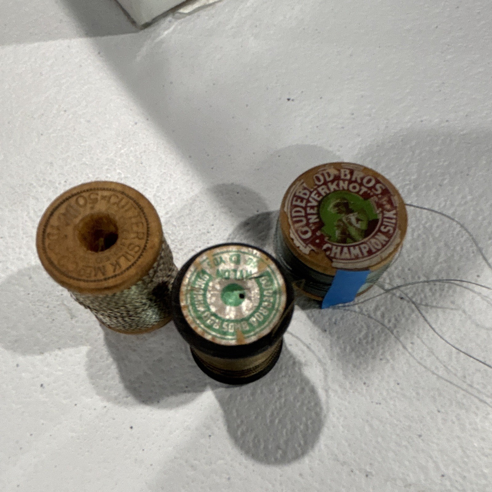 Gudebrod & National Silk Vintage Original Silk Sewing Thread Lot 3 Wood Spools