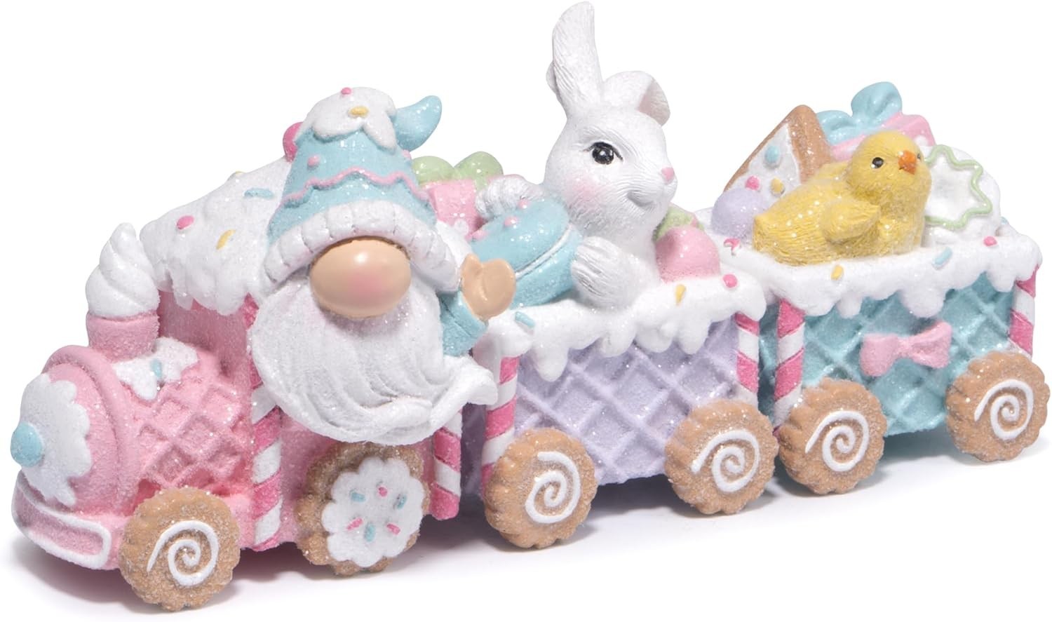 Hodao Easter Bunny Train Figurine - Exquisite Resin Color 2 
