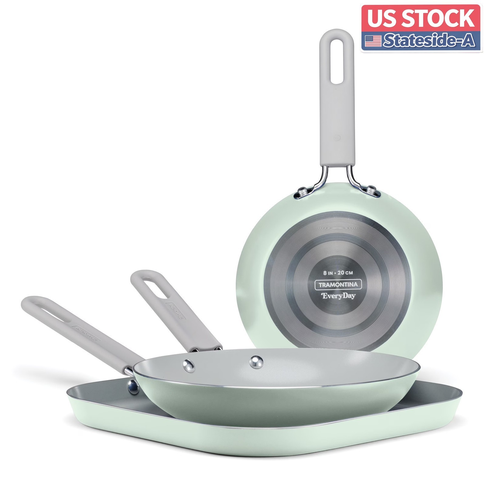 Tramontina EveryDay 3pc Ceramic Fry Pan Griddle Set Green