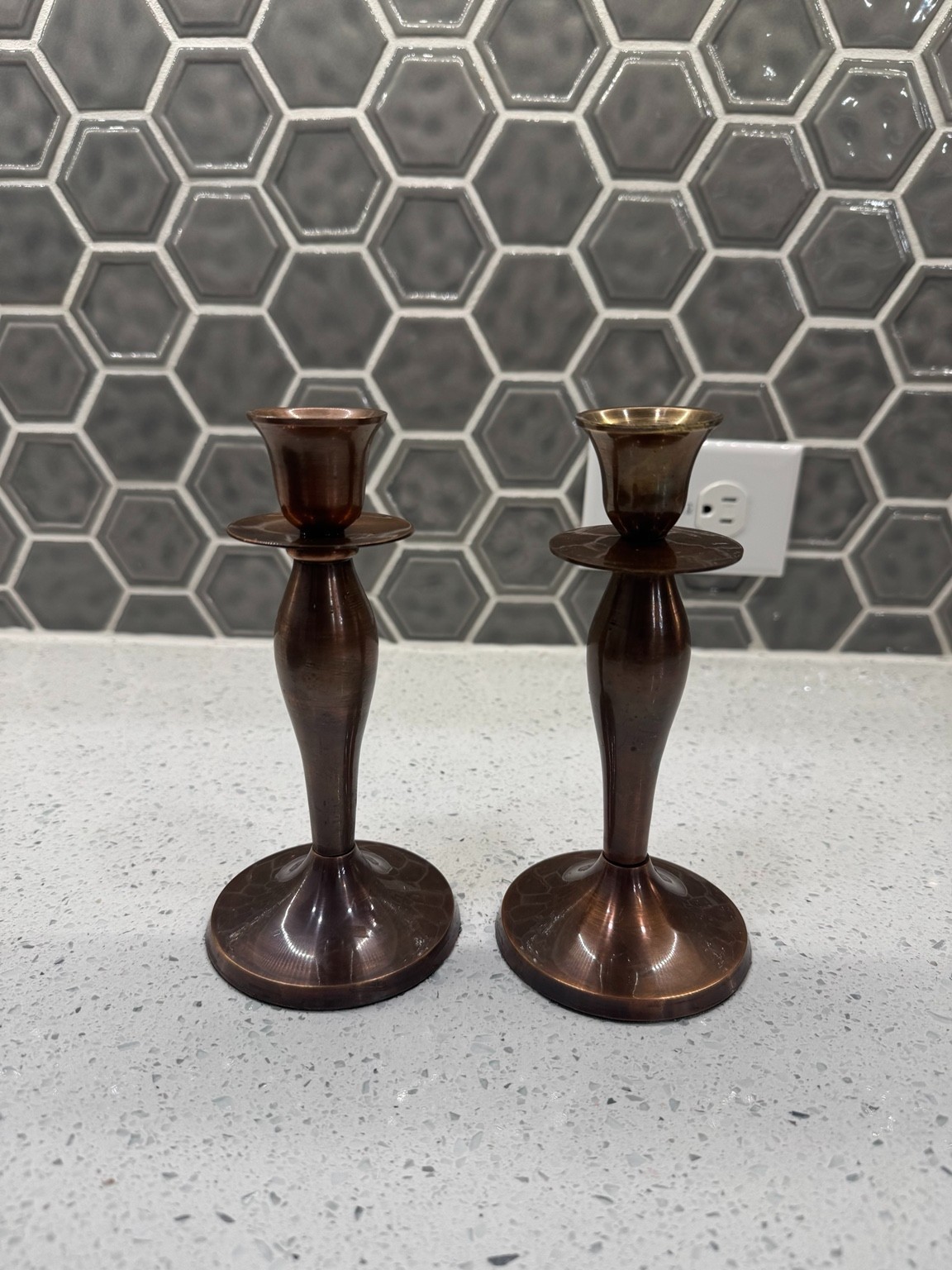 Vintage Copper-Tone Metal Candlestick Holders – Pair Vintage Copper-Tone Metal Candlestick Holders – Pair