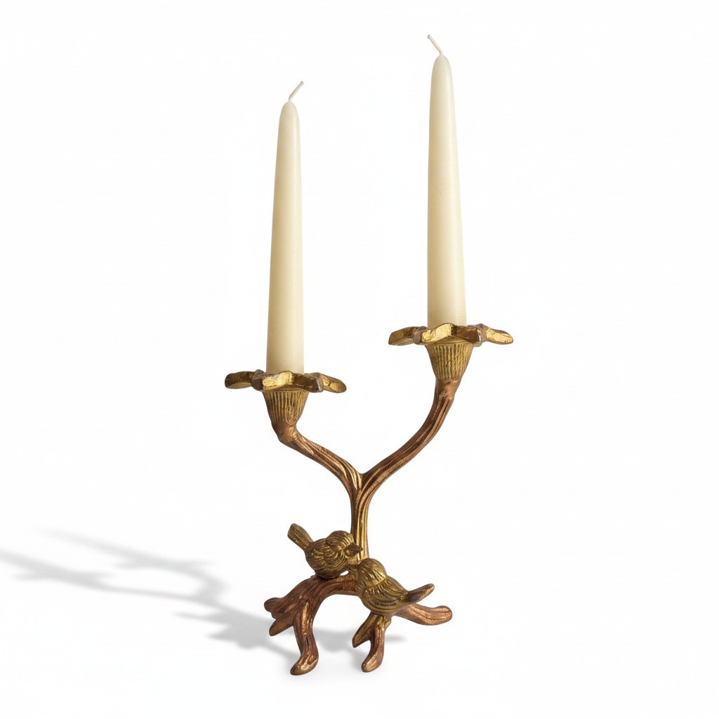 VTG Andrea/Sadek Style - Hollywood Regency Taiwan Gold/Copper Birds Candelabra