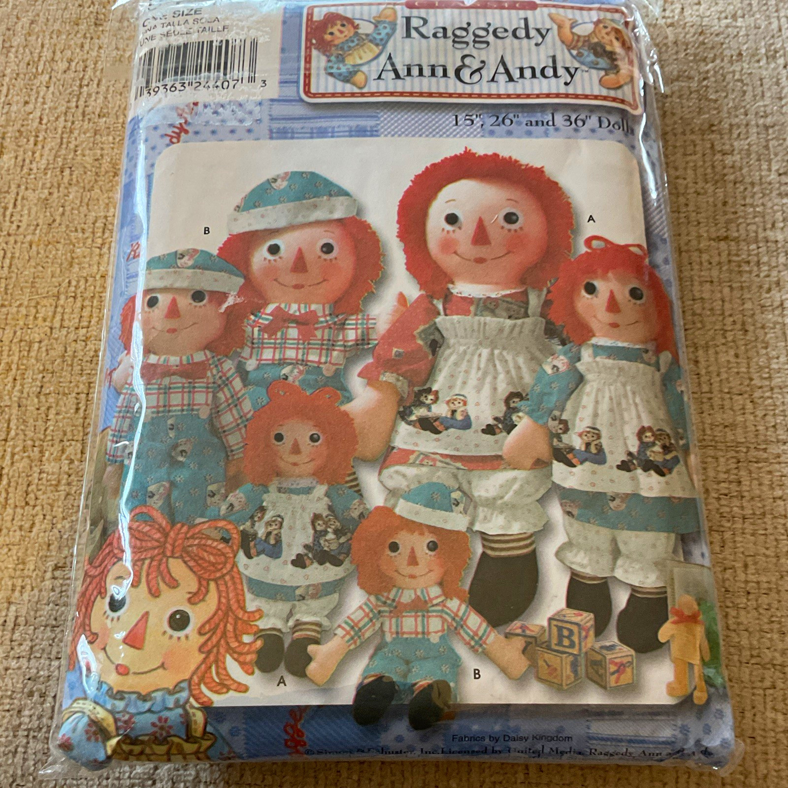 Simplicity 9447 Raggedy Ann & Andy Doll Sewing Pattern for 15\