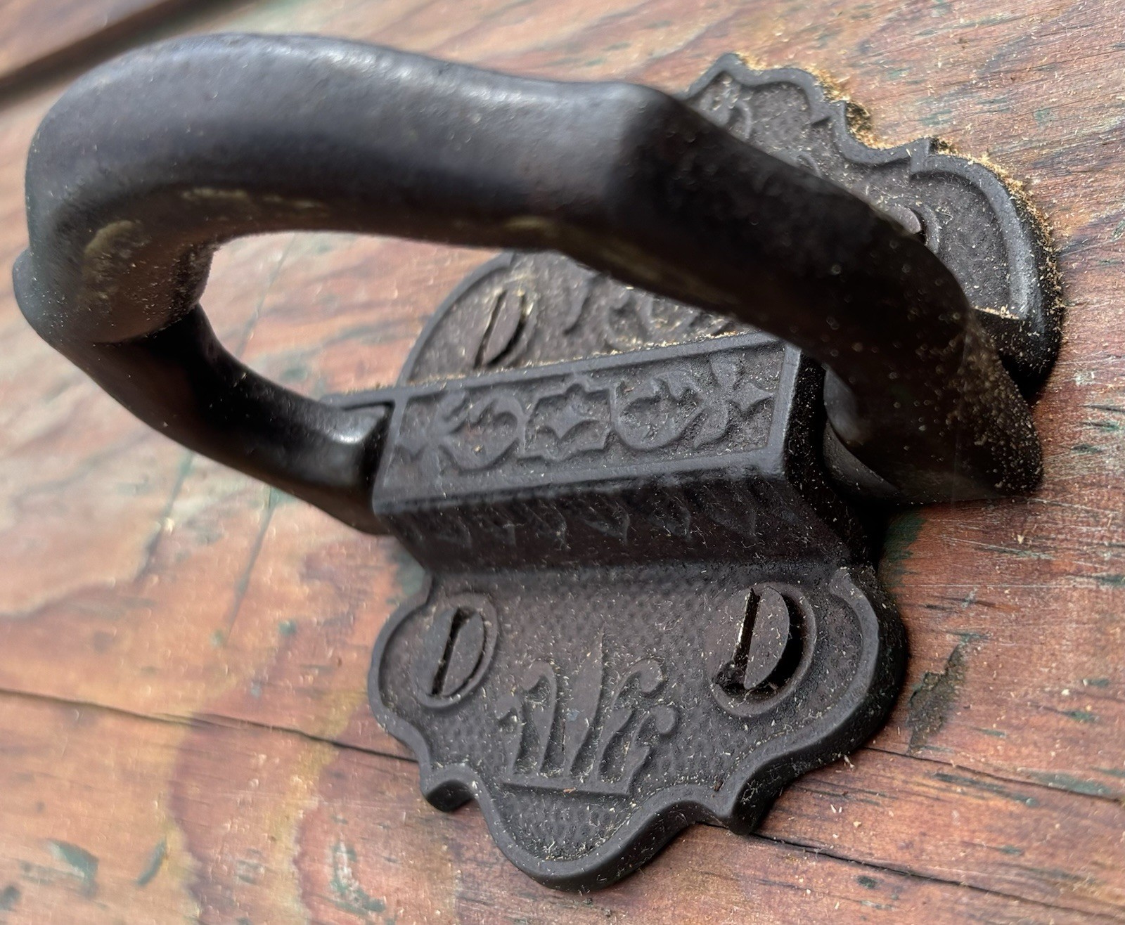 Pair Beautiful Fancy Cast Iron Victorian Carpenter's Tool Chest Trunk Handles