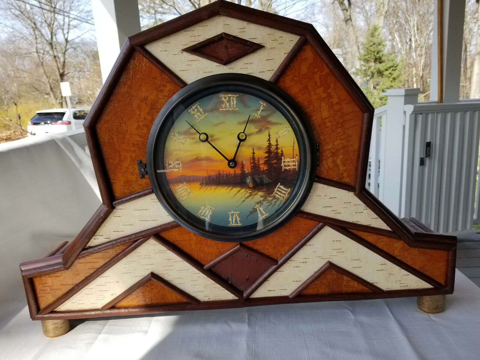 Adirondack Twig and Bark Mantel Clock by Jerry and Jessica Farrell - Handcrafted