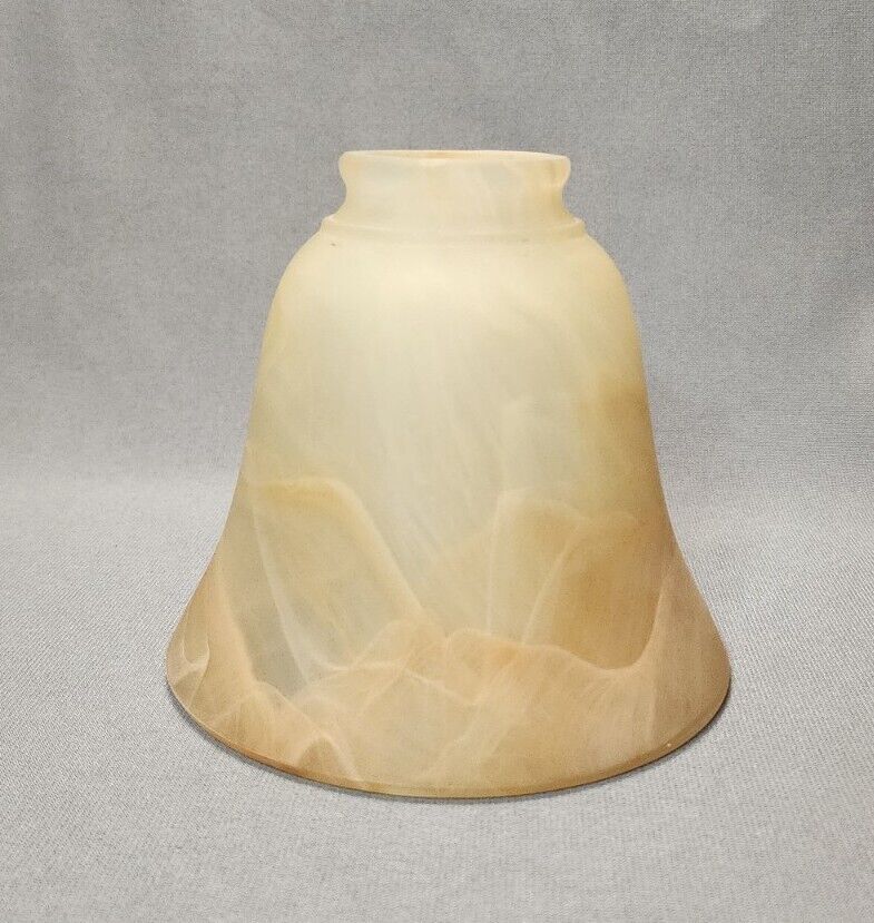 Faux Alabaster Beige Swirl Glass Light Lamp Shade Globe Fixture 2 1/4\