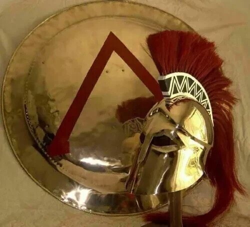 Medieval 18 GA Corinthian Greek Helmet With Spartan Shield Replica Combo Gift