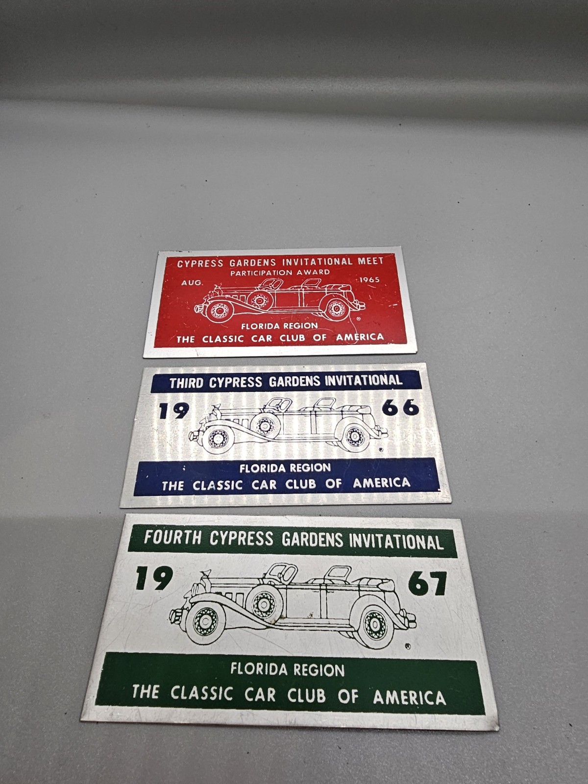 1965 1966 1967 Cypress Gardens CCCA Classic Car Club Dash Plaques Lot Of 3