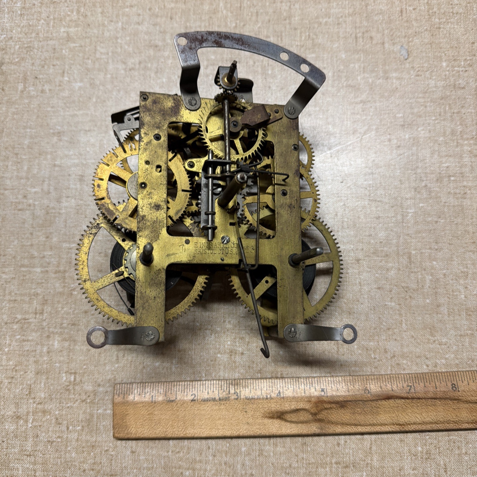 Vintage Ingraham  Mantle Winding Clock Part Movement