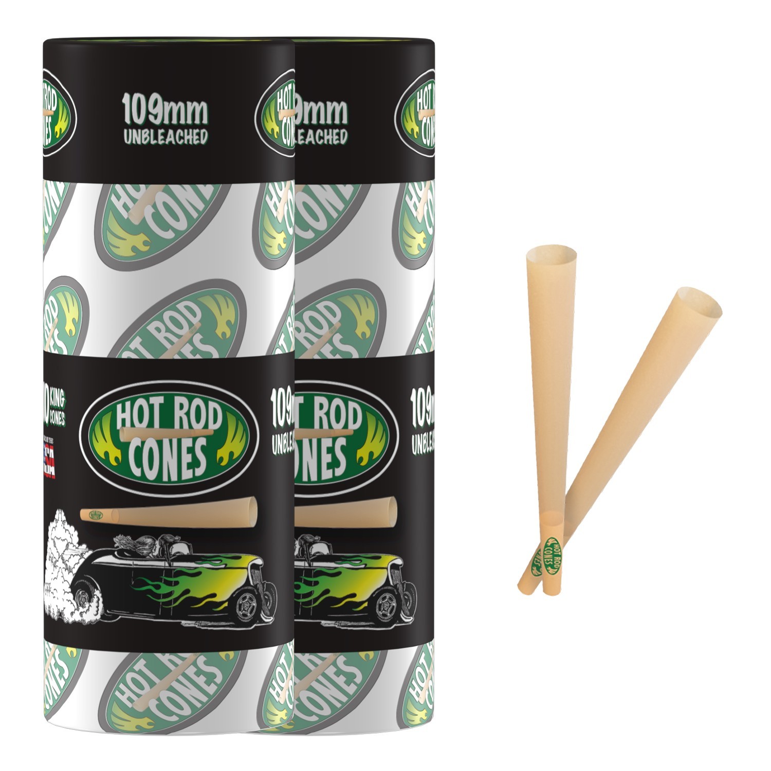 Hotrod Pre Rolled Cones Unbleached King Size 109 mm Rolling Paper Cones 100 x 2
