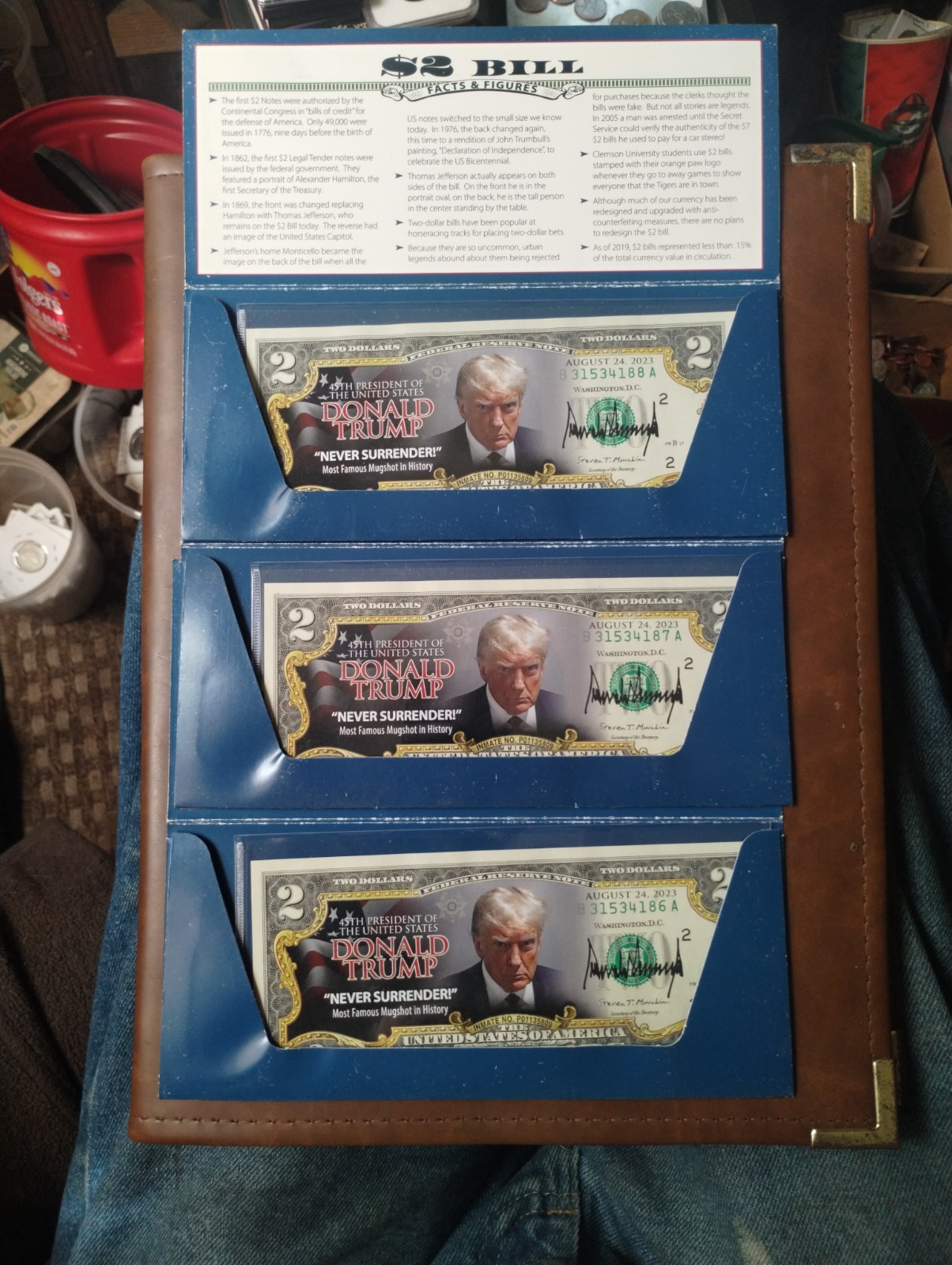 Lot Of 3  Consecutive/sequential order  Donald Trump $2 Bills \