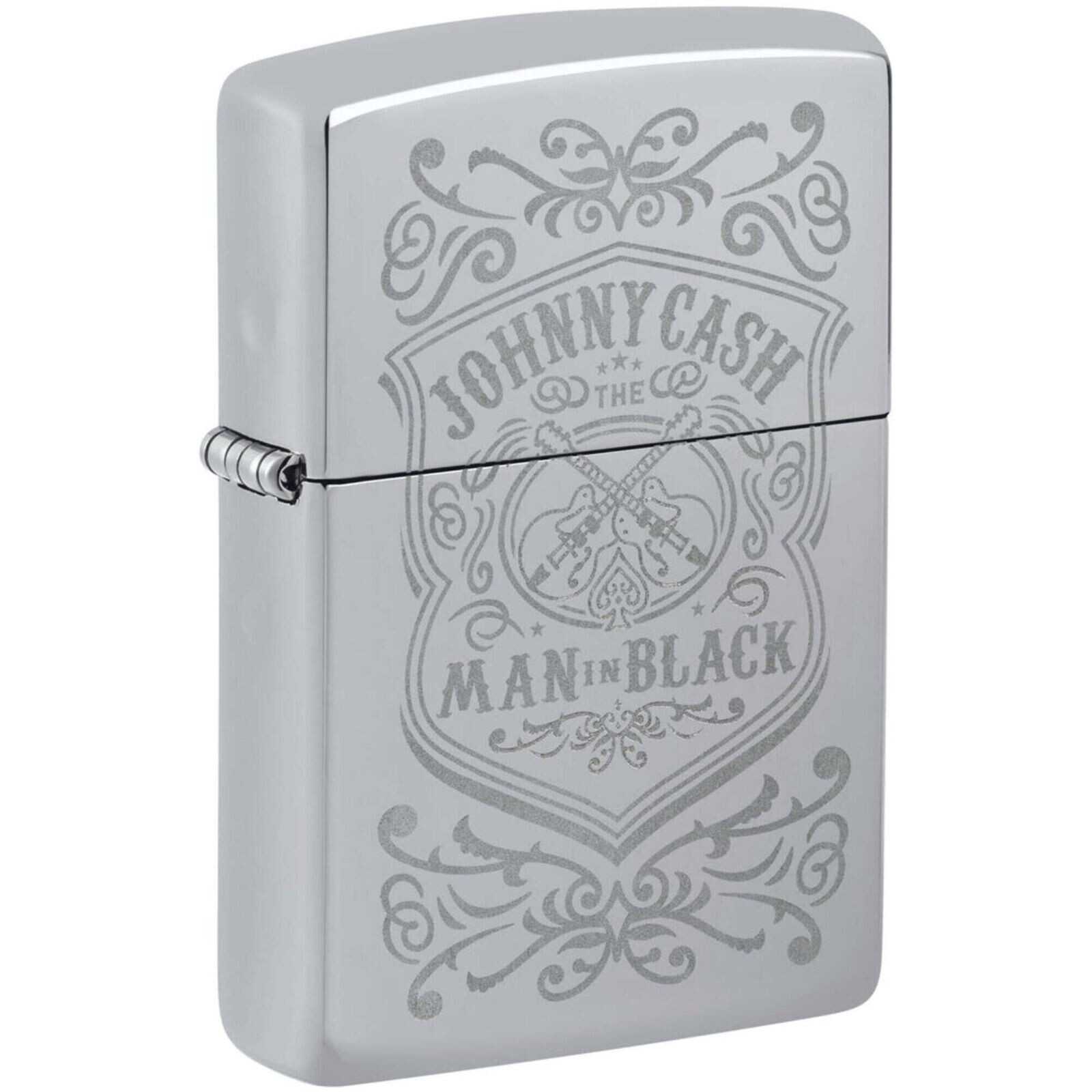 Zippo Johnny Cash Elegant Lustre Design High Polish Chrome 48991 Zippo Johnny Cash Elegant Lustre Design High Polish Chrome 48991