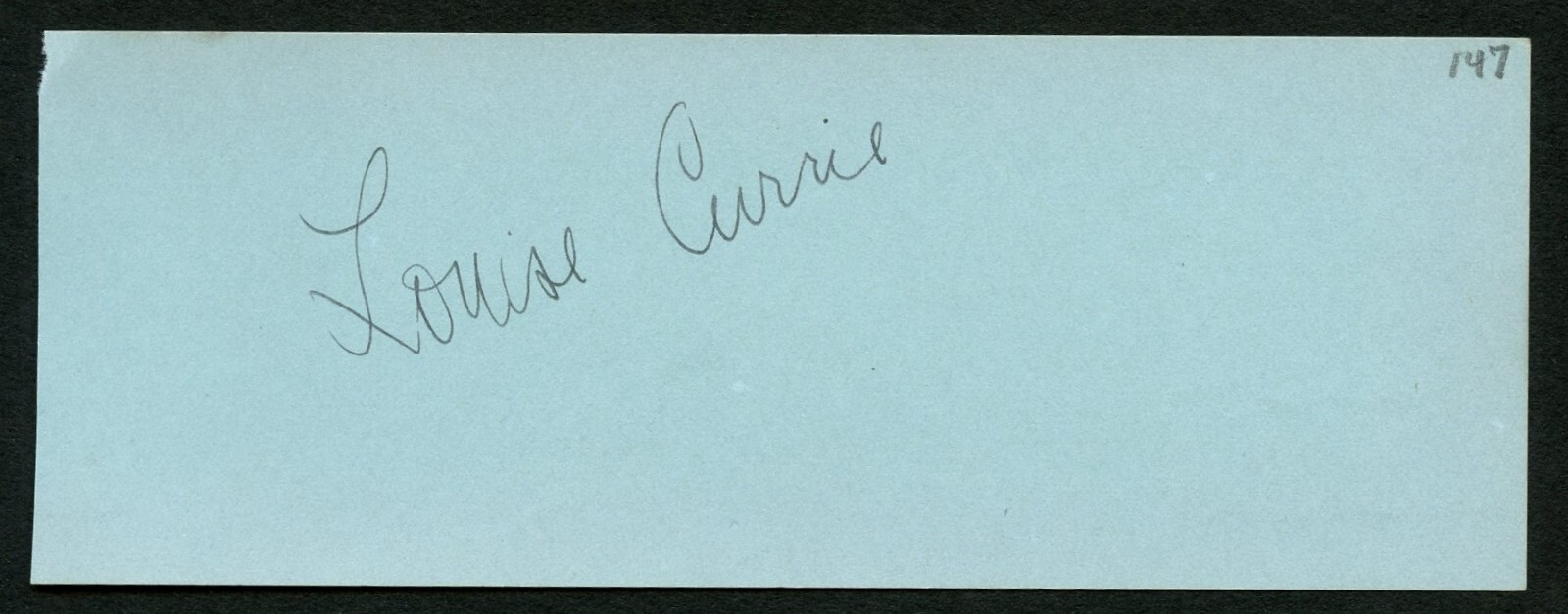 Louise Currie d2013 signed autograph auto 2x5 cut Actress in The Masked Marvel