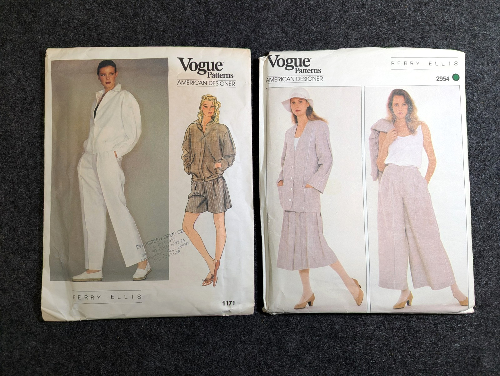 Rare Lot of 2 80's VTG Women's Vogue Perry Ellis Jacket/Pants/Top Patterns, Sz12
