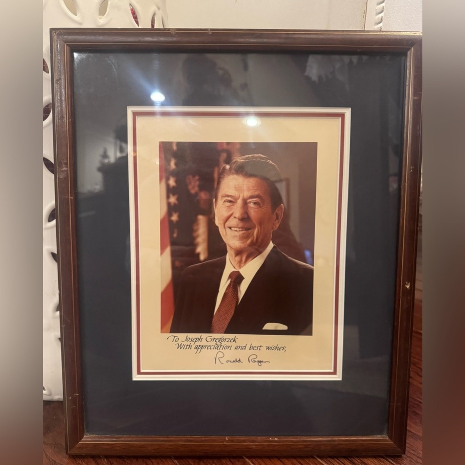 Vintage Ronald Reagan Autographed Signed Professionally Matted Framed Photo Pic