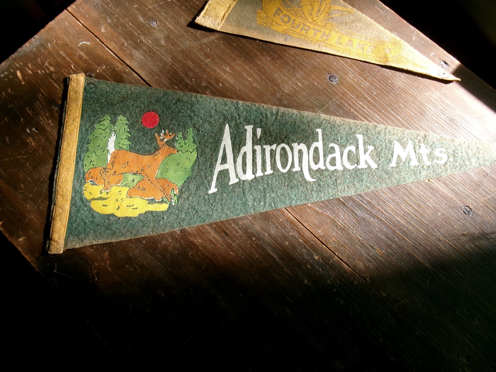 INLET NY FOURTH LAKE  AND ADIRONDACKS  NY 2  VINTAGE  PENNANTS  OLD FORGE