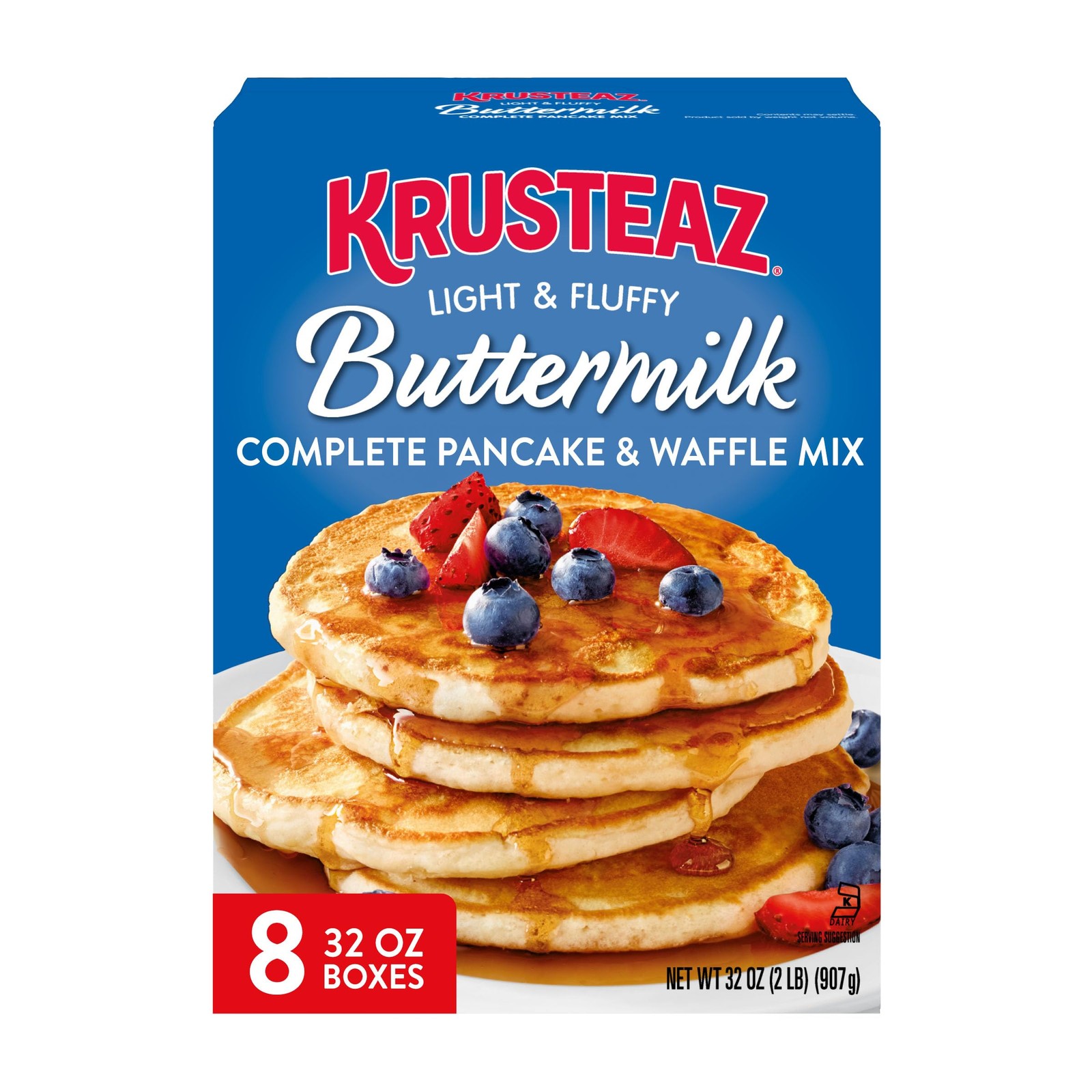 Krusteaz Light and Fluffy Buttermilk Complete Pancake 32 Ounce (Pack of 8)