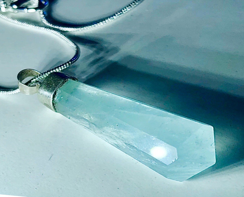 The Stone Of Luck: Marvelous Raw Aquamarine Crystal Necklace Natural Specimen
