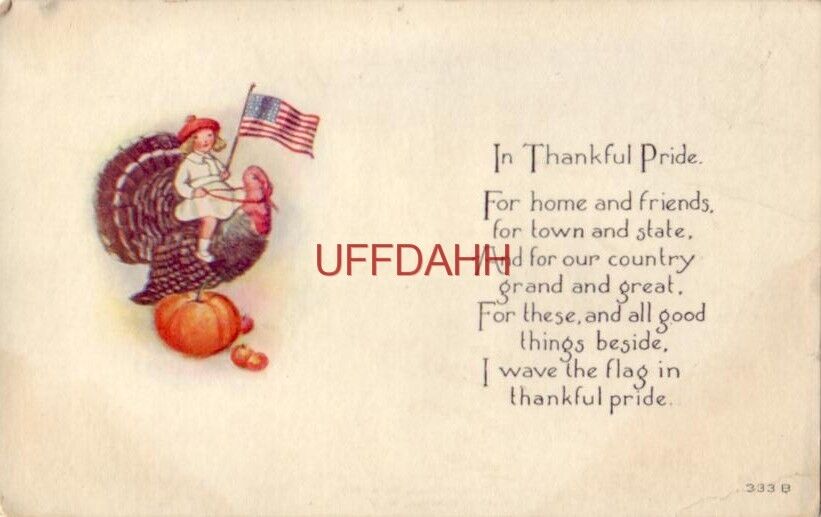 IN THANKFUL PRIDE, For home and friends THANKSGIVING